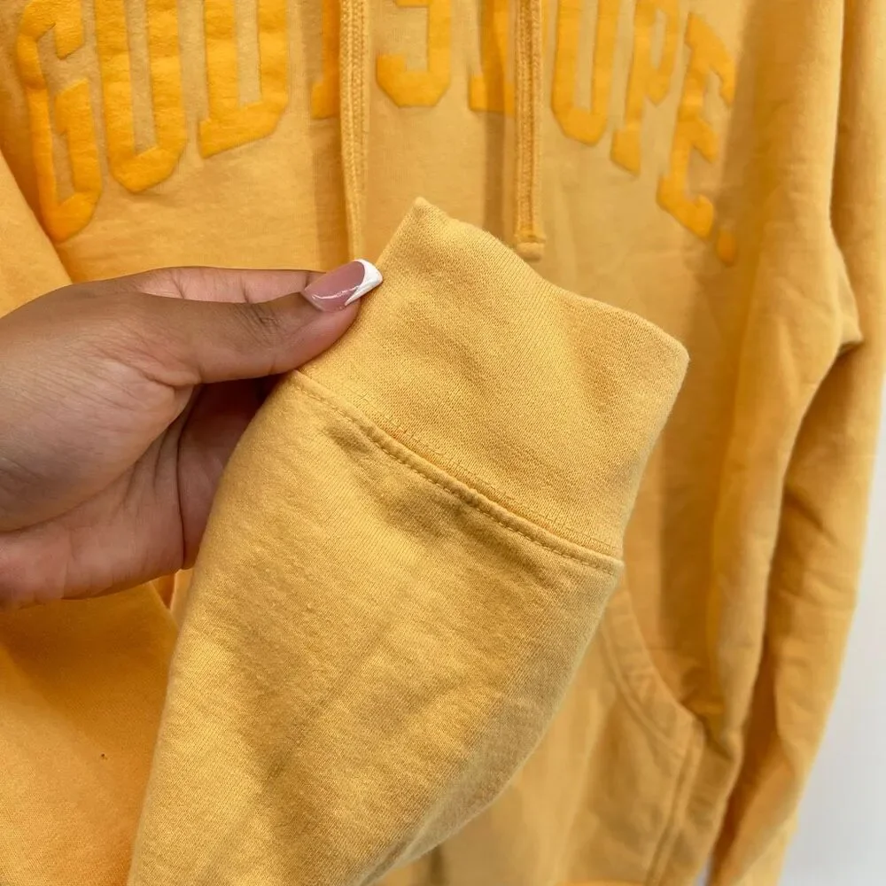 God Is Dope Oversized Hoodie Small Mustard Yellow Ringspun Cotton Mens